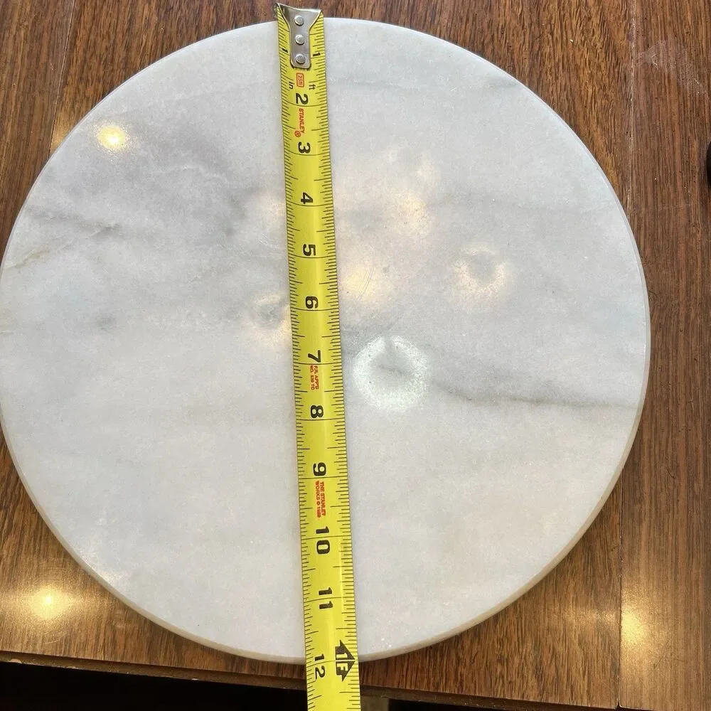 Gray White Marble Tabletop Felt Base Lazy Susan 12